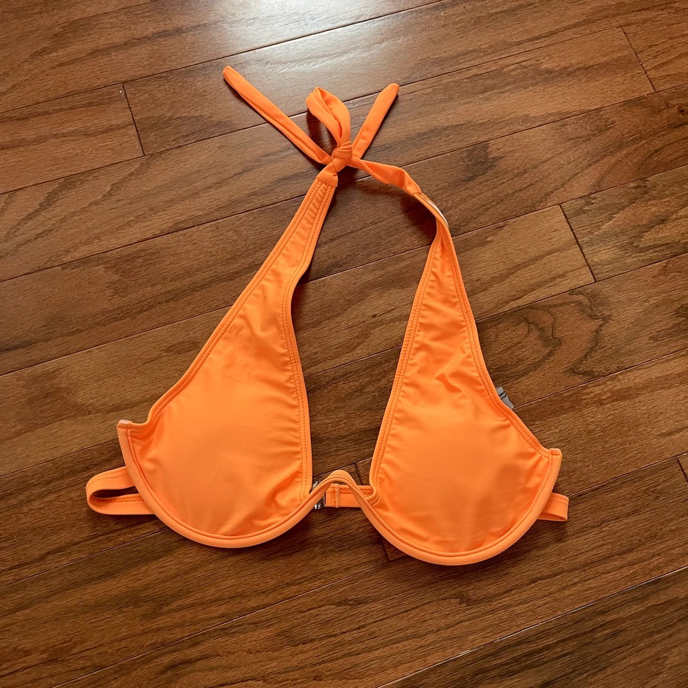 Shein Neon Orange Wired Bikini Top Size Medium